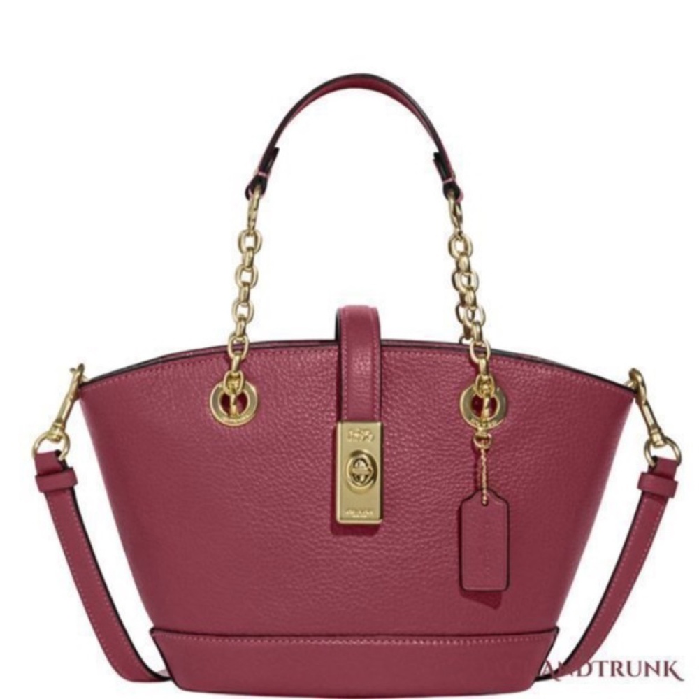 COACH Leather Pebble Lane Bucket Bag Pink Rouge NWT